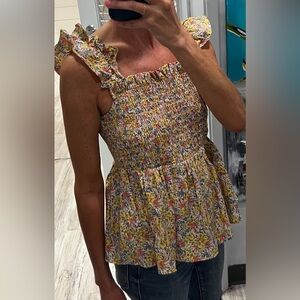 Floral Ruffle Sleeve Top by Umgee